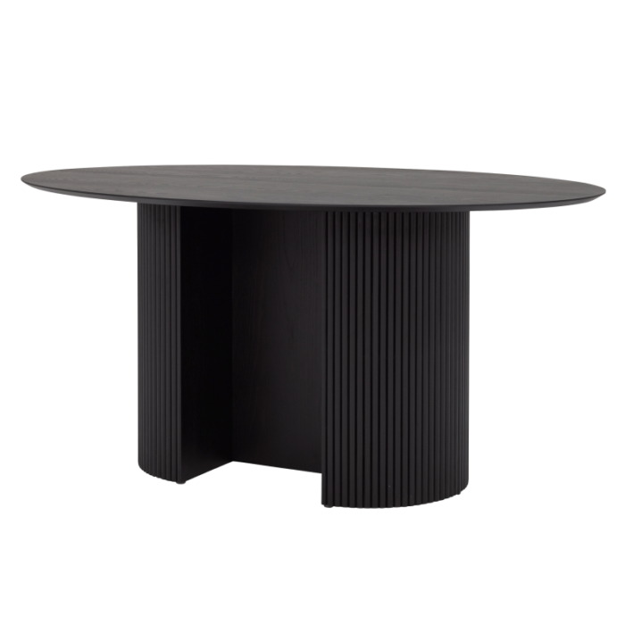 Table à manger ovale PRITI avec pied central en bois noir