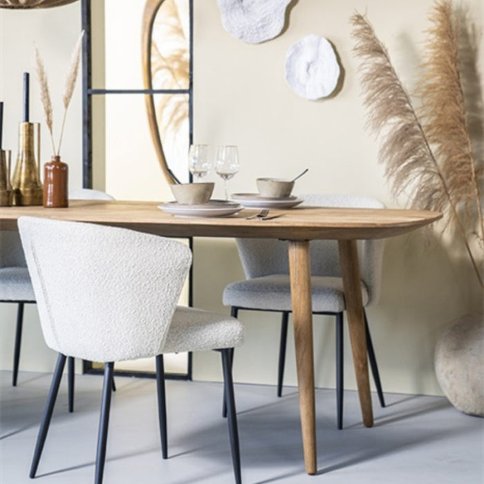 Table à manger ovale PRITI 220x100cm en bois massif