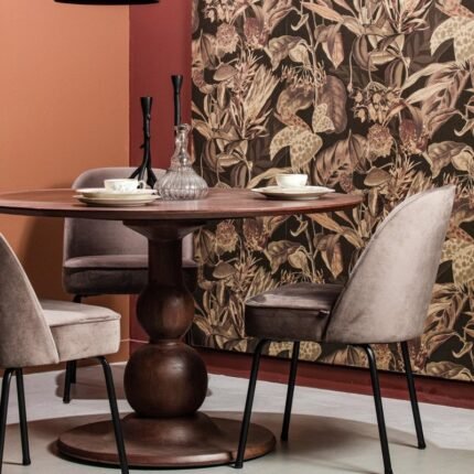 Table à manger ronde vintage en bois PRITI 120 cm