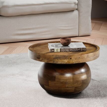 PRITI Round Coffee Table Dark Brown