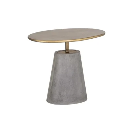 PRITI Kadin Concrete Based Steel Oval Side Table