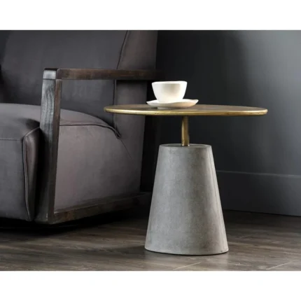 PRITI Kadin Concrete Based Steel Oval Side Table