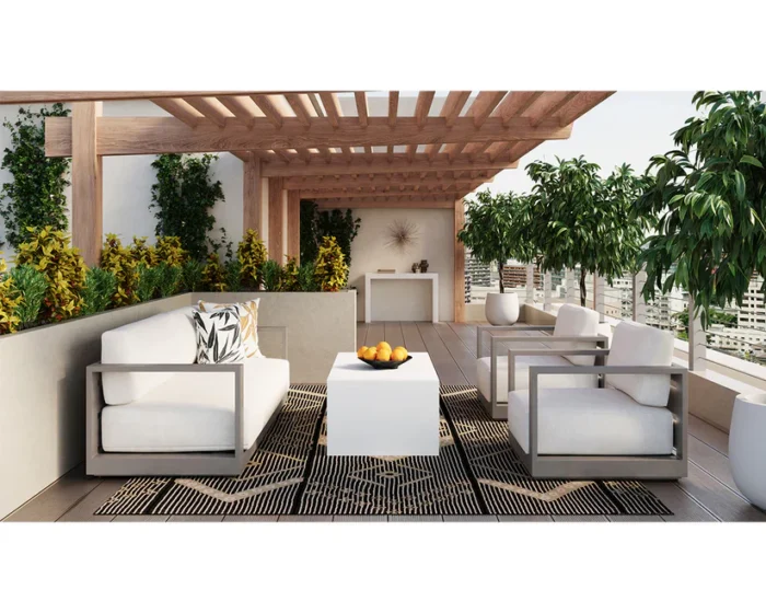 PRITI Nomad Concrete Outdoor Rectangular Coffee Table