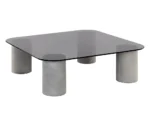 PRITI Maude Coffee Table Sleek Smoked Glass and Concrete Design