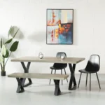 PRITI VERONA - Grey Concrete Dining Table with X Black Legs