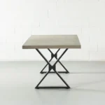 PRITI VERONA - Grey Concrete Dining Table with X Black Legs