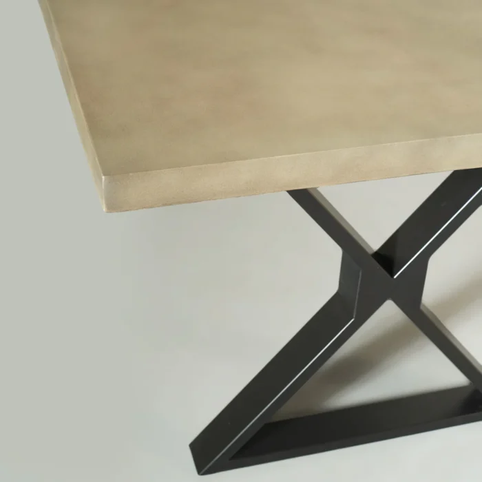 PRITI VERONA - Grey Concrete Dining Table with X Black Legs