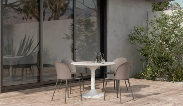 PRITI 39 Inch Outdoor Cafe Table Grey Contemporary