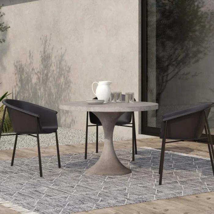 PRITI 43 Inch Outdoor Dining Table Grey Contemporary