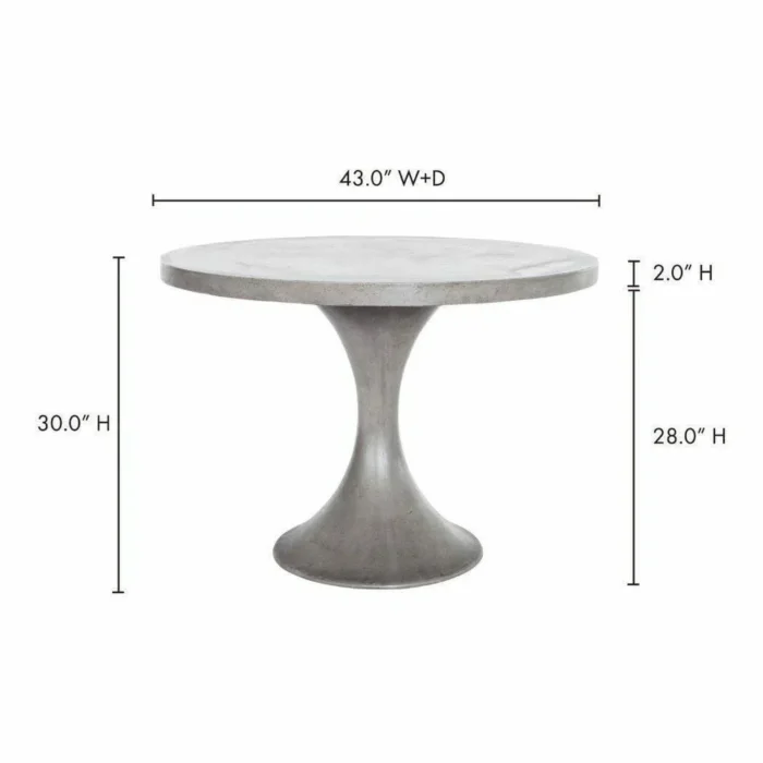 PRITI 43 Inch Outdoor Dining Table Grey Contemporary