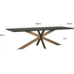 Table à manger en bois et métal noir PRITI, Dining Table with Black Metal