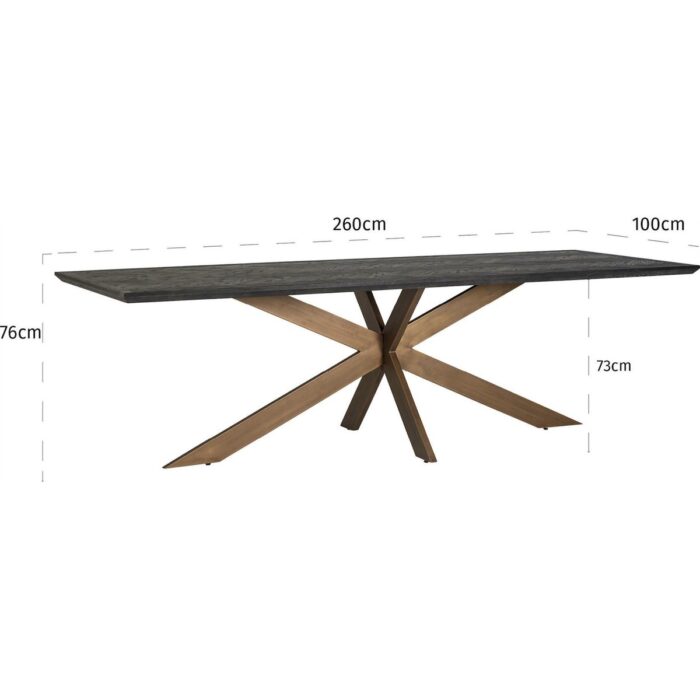 Table à manger en bois et métal noir PRITI, Dining Table with Black Metal