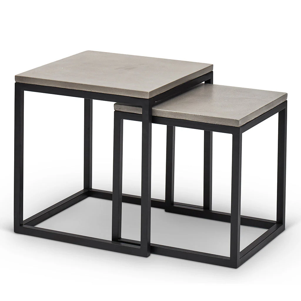 PRITI Stax Concrete Nesting End Table (Set of 2)