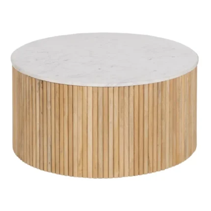 PRITI COFFEE TABLE NATURAL-WHITE MARBLE/WOOD 80 X 80 X 40 CM