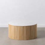 PRITI COFFEE TABLE NATURAL-WHITE MARBLE/WOOD 80 X 80 X 40 CM