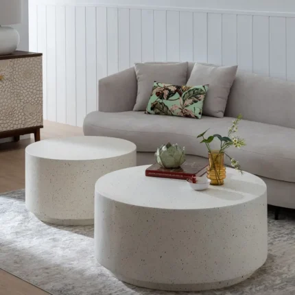 PRITI WHITE MAGNESIUM FIBER COFFEE TABLE 90 X 90 X 40 CM