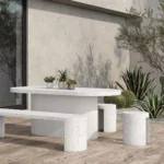 PRITI 79 Inch Outdoor Dining Table Grey Contemporary