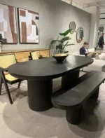 PRITI 83 Inch Outdoor Dining Table Black Concrete Contemporary