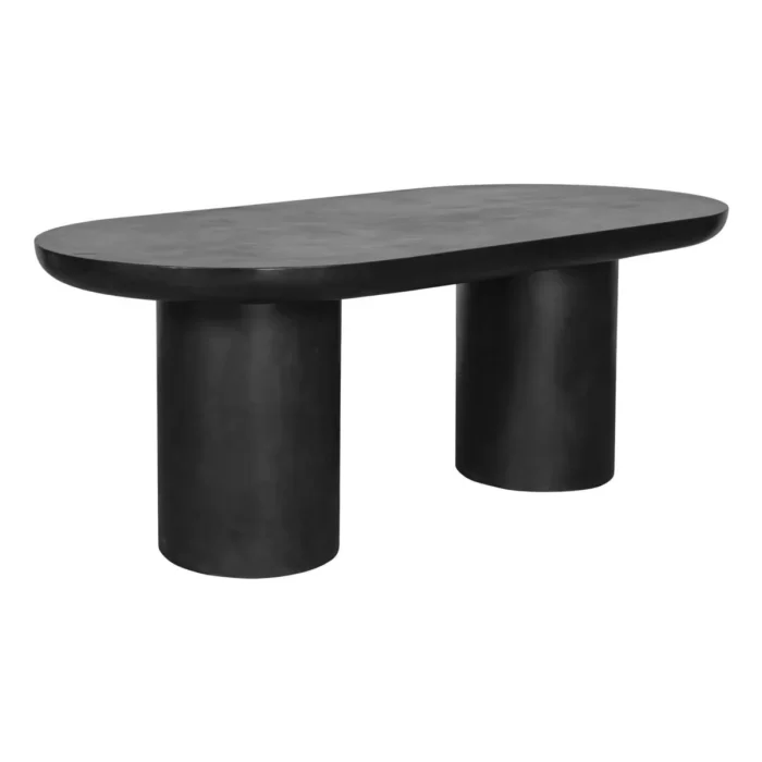 PRITI 83 Inch Outdoor Dining Table Black Concrete Contemporary