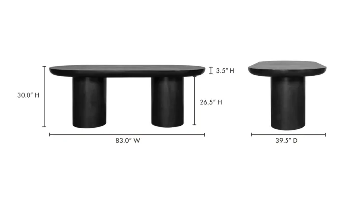 PRITI 83 Inch Outdoor Dining Table Black Concrete Contemporary