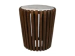 PRITI Coffee Table Round Wood & White Marble - ø45x50