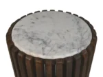 PRITI Coffee Table Round Wood & White Marble - ø45x50