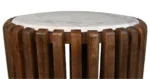 PRITI Coffee Table Round Wood & White Marble - ø45x50