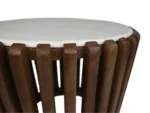 PRITI Coffee Table Round Wood & White Marble - ø60x60