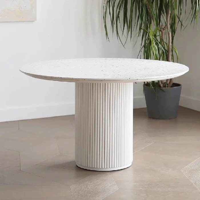 PRITI contemporary terrazzo countertop solid wood round dining table