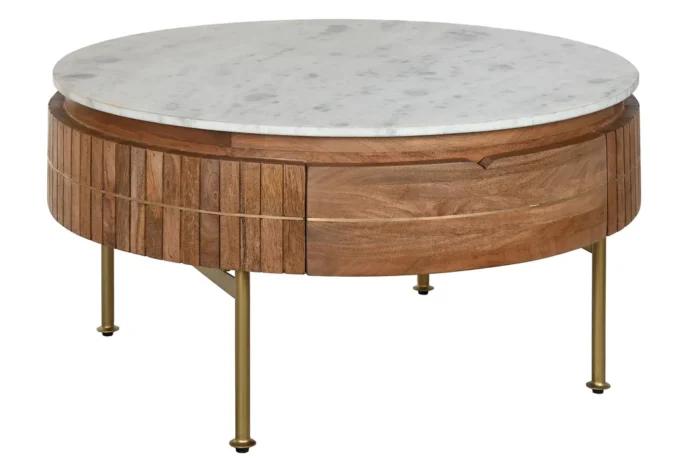 PRITI COFFEE TABLE WOOD MARBLE 85X85X45