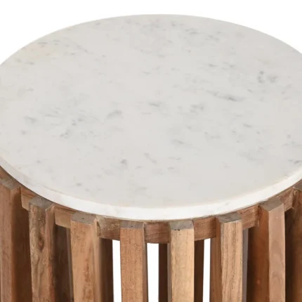 PRITI SIDE TABLE MARBLE WOOD 47X47X58 WHITE