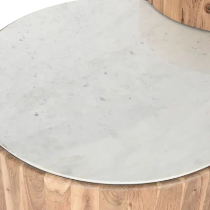 PRITI COFFEE TABLE SET OF 3 WOOD MARBLE 75X75X25