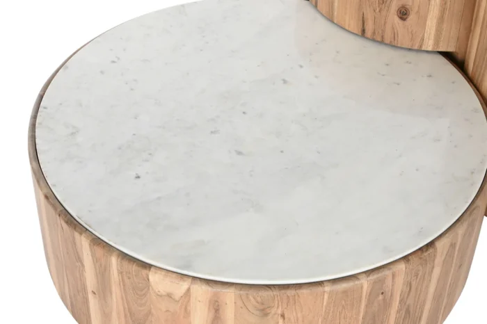 PRITI COFFEE TABLE SET OF 3 WOOD MARBLE 75X75X25