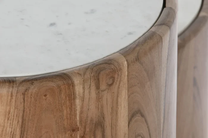 PRITI COFFEE TABLE SET OF 3 WOOD MARBLE 75X75X25