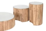 PRITI COFFEE TABLE SET OF 3 WOOD MARBLE 75X75X25