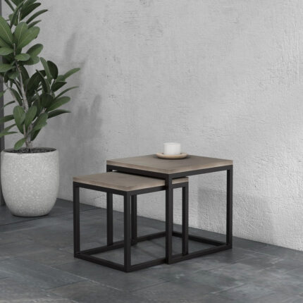 PRITI Stax Concrete Nesting End Table (Set of 2)