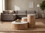 COFFEE TABLE SET OF 3 WOOD MARBLE 75X75X25 - PRITI