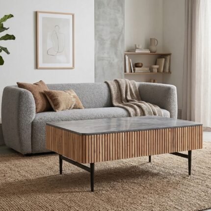 COFFEE TABLE WOOD MARBLE 115X65X45