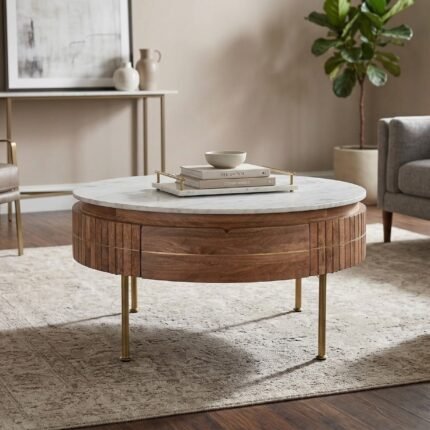 PRITI COFFEE TABLE WOOD MARBLE