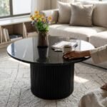 COFFEE TABLE MARBLE WOOD BLACK