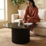 COFFEE TABLE MARBLE WOOD BLACK - Image 3