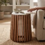 SIDE TABLE MARBLE WOOD WHITE