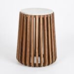 SIDE TABLE MARBLE WOOD WHITE