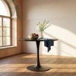 Black Dining Table for 4/5 People – 100 cm Diameter - PRITI - Image 3