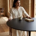 Black Dining Table for 4/5 People – 100 cm Diameter - PRITI - Image 2