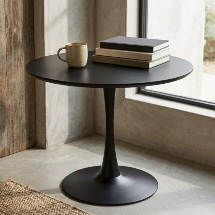Black Dining Table for 4/5 People – 100 cm Diameter - PRITI