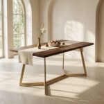 Dining Table in Wood and Brown Iron