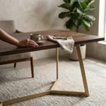 Dining Table in Wood and Brown Iron
