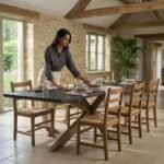 Dining Table with Black Metal