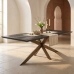 Dining Table with Black Metal